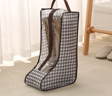 Simple Houndstooth Solid Color Pvc Shoe Bag