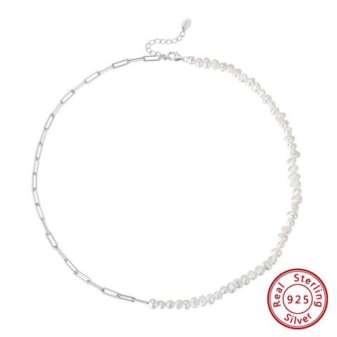 Wholesale Simple Style Solid Color Sterling Silver Beaded Necklace