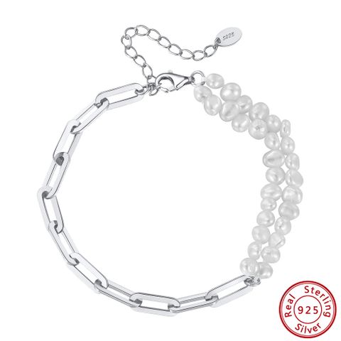 Wholesale Elegant Simple Style Round Sterling Silver Beaded Plating 14k Gold Plated White Gold Plated Bracelets
