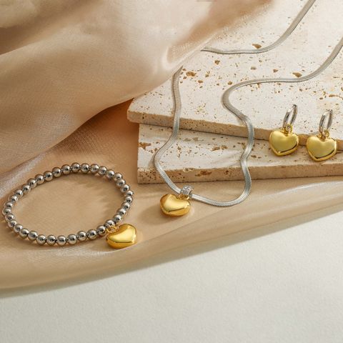 Einfacher Stil Herzform Kupfer Zirkon Armbänder Ohrringe Halskette In Masse