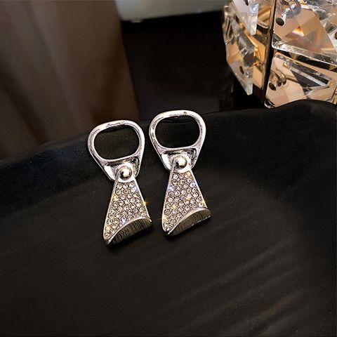 Novelty Simple Style Cans Pull Ring Alloy Inlay Artificial Rhinestones Women's Earrings