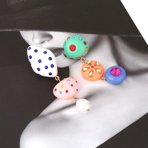 Cute Geometric Resin Inlay Rhinestones Women's Drop Earrings