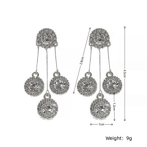 Ig Style Round Tassel Alloy Plating Inlay Rhinestones Gold Plated Silver Plated Women's Drop Earrings
