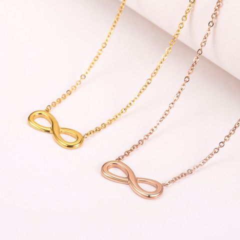 304 Stainless Steel 18K Gold Plated Simple Style Plating Infinity Necklace