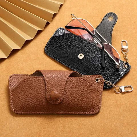 Simple Handmade Leather Portable Sunglasses Case Drop-resistant Sunglasses Case Glasses Bag Chain Pannier Bag