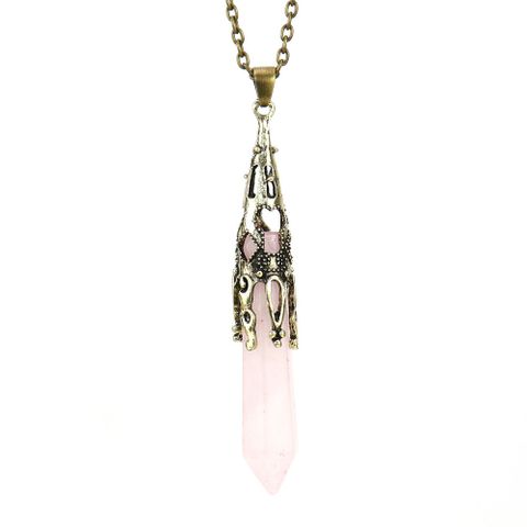 Casual Simple Style Hexagon Prism Crystal Agate Pendant Necklace Long Necklace In Bulk