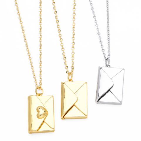 Simple Style Envelope Stainless Steel Copper Plating 18k Gold Plated Pendant Necklace