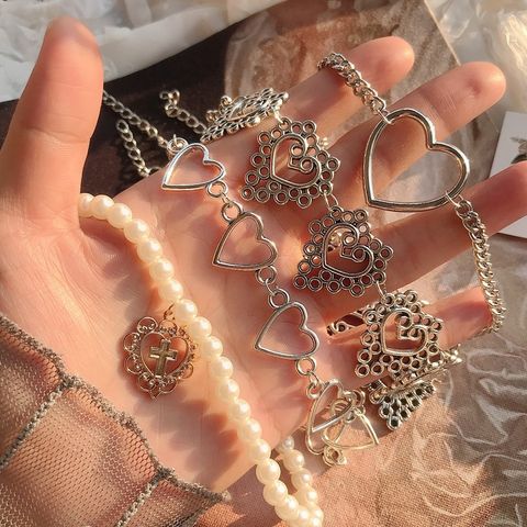 Fashion Heart Shape Butterfly Alloy Plating Women's Necklace