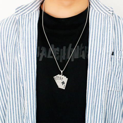 Hip-hop Punk Poker Stainless Steel Alloy Plating Inlay Rhinestones Unisex Pendant Necklace Long Necklace