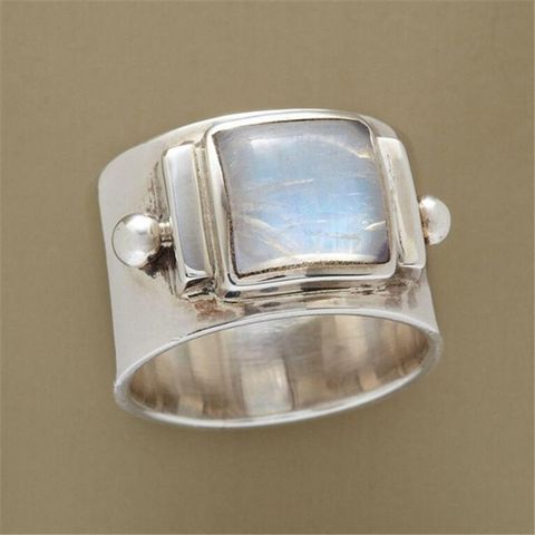 Simple Style Square Alloy Inlay Moonstone Women's Rings