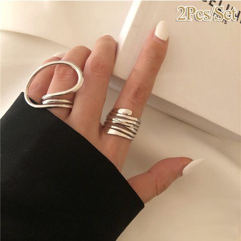 Casual Simple Style Solid Color Alloy Plating Women's Open Ring