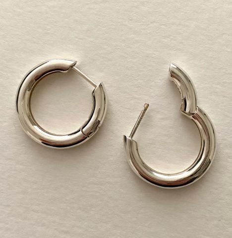 1 Pair Simple Style Solid Color Sterling Silver Plating Hoop Earrings