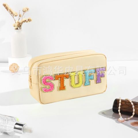 Women's Medium All Seasons Nylon Letter Fashion Square Zipper Cosmetic Bag