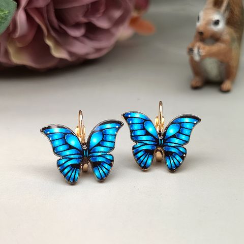 Vacation Butterfly Metal Enamel Plating Gold Plated Women's Earrings
