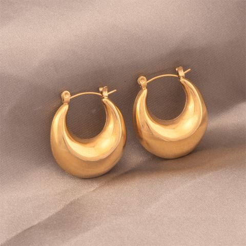 1 Pair Ig Style U Shape Plating Titanium Steel 18k Gold Plated Earrings