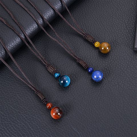 Simple Style Printing Natural Stone Pendant Necklace In Bulk