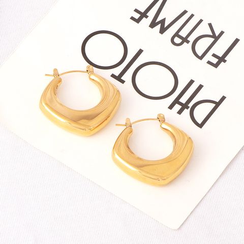 1 Pair Simple Style Geometric Plating Titanium Steel 18k Gold Plated Earrings