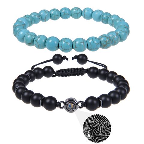 Casual Round Black Frosted Stone  Stone Natural Stone Bracelets