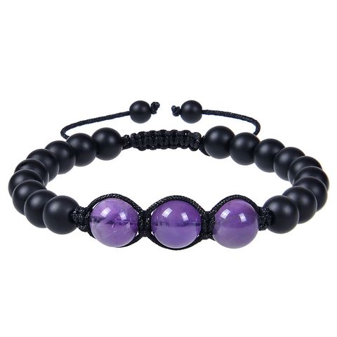Casual Geometric Natural Stone Frosted Stone Amethyst Handmade Bracelets