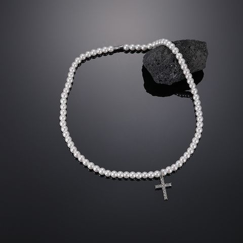 Fashion Cross Titanium Steel Inlay Unisex Layered Necklaces 1 Piece