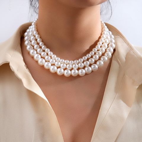 Elegant Geometric Artificial Pearl Beaded Women's Necklace