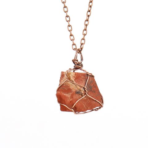 Simple Style Geometric Alloy Natural Stone Knitting Pendant Necklace