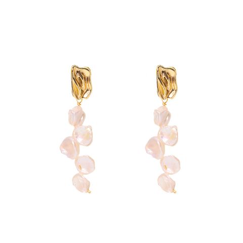 1 Pair Simple Style Classic Style Geometric Freshwater Pearl Copper Drop Earrings