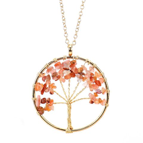 Modern Style Geometric Crystal Agate Pendant Necklace