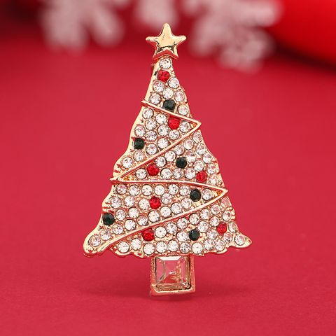 Modern Style Artistic Christmas Tree Alloy Inlay Rhinestones Unisex Brooches