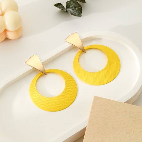 Retro Simple Style Circle Metal Spray Paint Plating Women's Drop Earrings