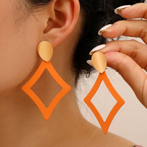 Basic Rhombus Metal Spray Paint Plating Women's Drop Earrings