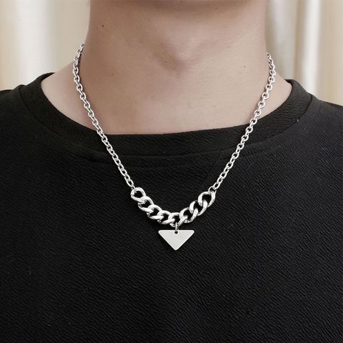 Hip-hop Rock Modern Style Triangle Titanium Steel Polishing Chain Unisex Pendant Necklace