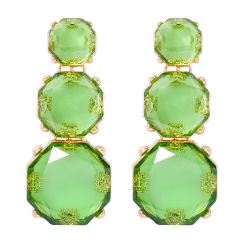 1 Pair Exaggerated Geometric Inlay Alloy Resin Drop Earrings