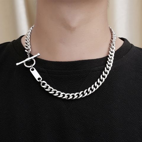 Hip-hop Rock Geometric Titanium Steel Polishing Chain Men's Necklace