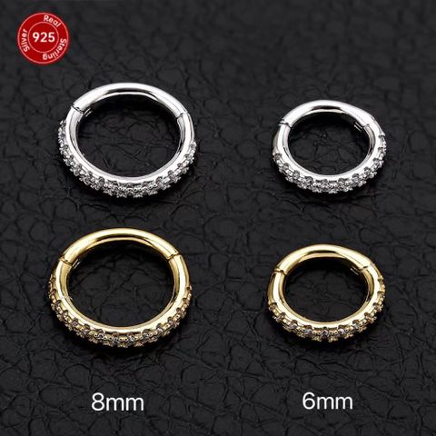 Simple Style Geometric Sterling Silver Plating Inlay Zircon Nose Ring