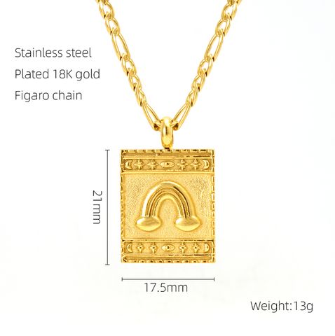 304 Stainless Steel 18K Gold Plated Modern Style Plating Rainbow Heart Shape Crown Titanium Steel Pendant Necklace