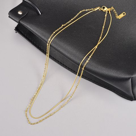 Simple Style Geometric Titanium Steel Plating 18k Gold Plated Layered Necklaces