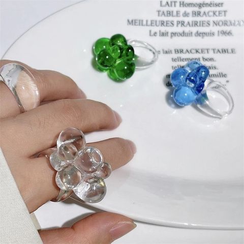 Basic Classic Style Flower Plastic Resin Women's Rings