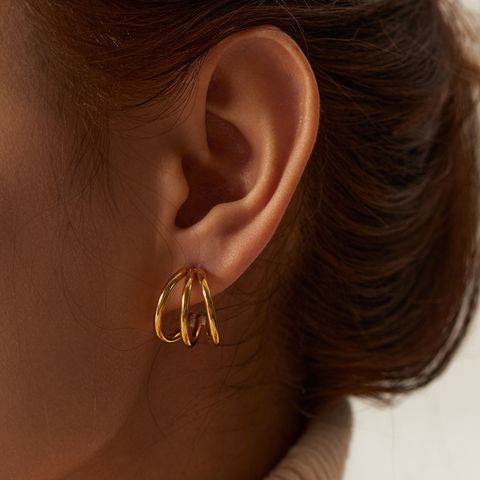 Fashion C Shape Gold Plated Stainless Steel Gold Plated Ear Studs