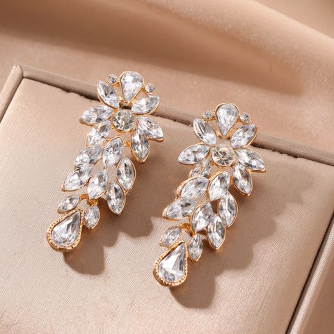 1 Pair Luxurious Shiny Geometric Tassel Inlay Alloy Artificial Crystal Drop Earrings