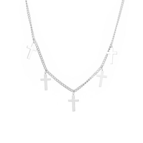 Streetwear Cross Stainless Steel Titanium Steel Plating Pendant Necklace