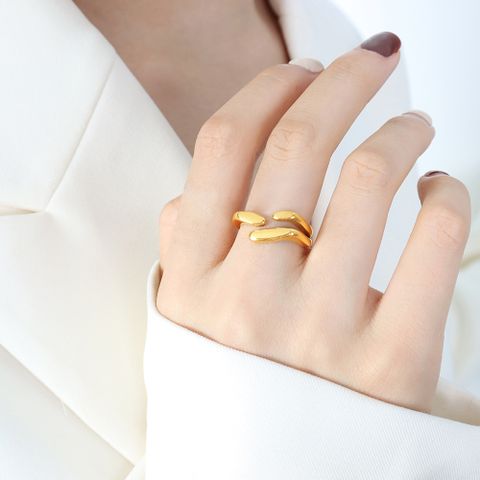 Simple Style Geometric Titanium Steel 18k Gold Plated Open Ring In Bulk