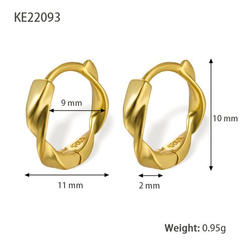 1 Pair Simple Style Irregular Polishing Plating Sterling Silver 18k Gold Plated White Gold Plated Hoop Earrings