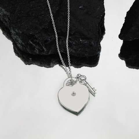 Ig Style Cute Heart Shape Key Stainless Steel Pendant Necklace
