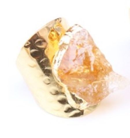 Elegant Lady Geometric Copper Inlay Natural Crystal Open Ring