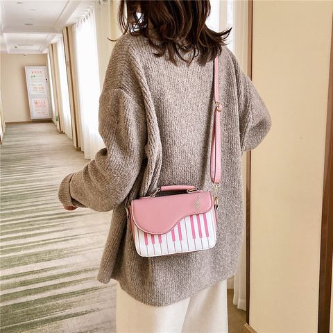 Women's Medium Pu Leather Color Block Elegant Classic Style Square Flip Cover Shoulder Bag Handbag Crossbody Bag