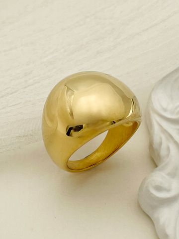 304 Stainless Steel 14K Gold Plated Casual Simple Style Plating Solid Color Rings