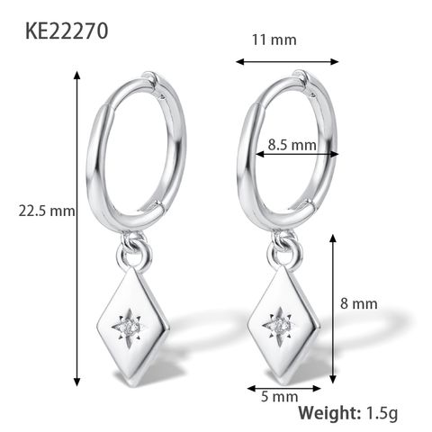 1 Pair Elegant Shiny Star Rhombus Plating Inlay Sterling Silver Zircon 18k Gold Plated White Gold Plated Drop Earrings