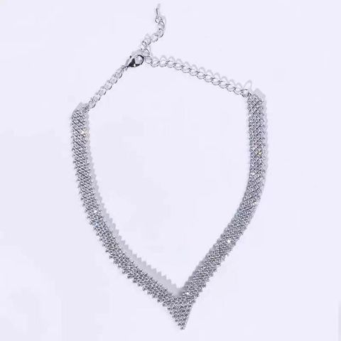 Elegant Solid Color Rhinestone Plating Women's Necklace