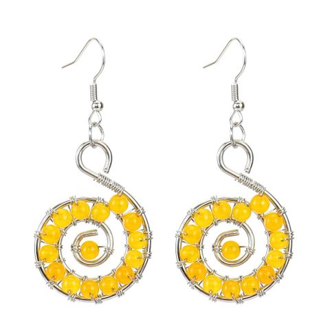 Retro Spiral Metal Plating Crystal Women's Drop Earrings 1 Pair